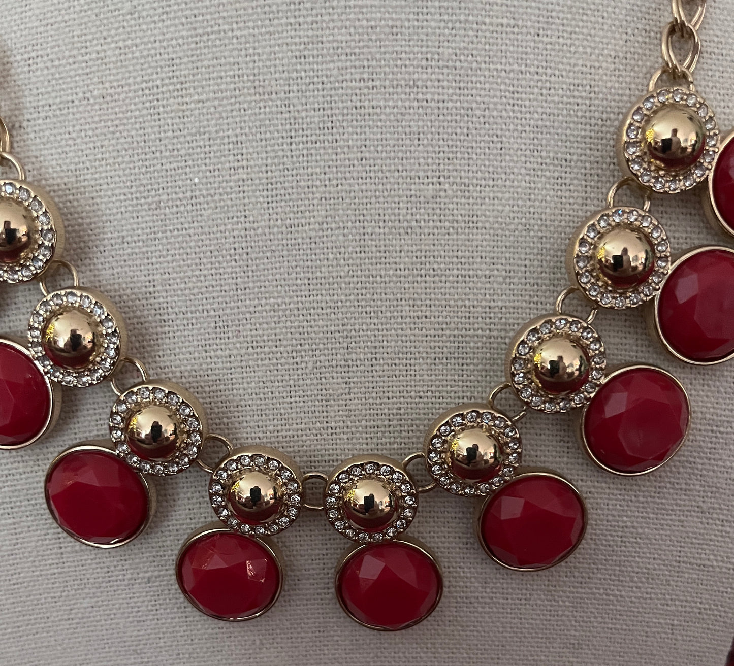 Charter Club Gold Tone Red Stone Statement Necklace