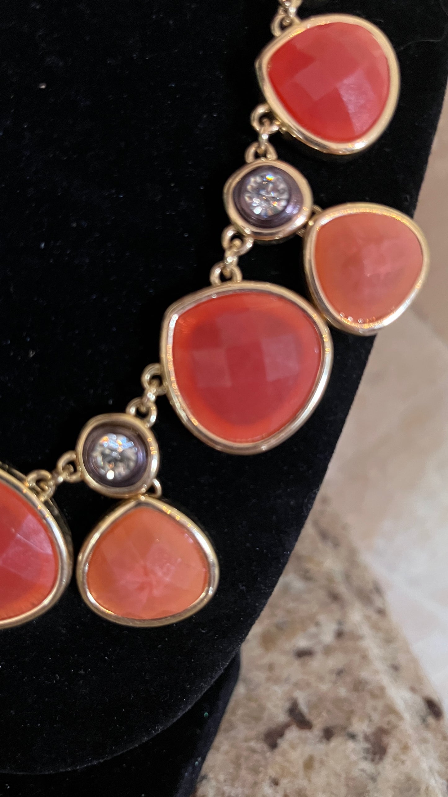 Dana Buchman Faceted Coral Gold & Rhinestone Necklace