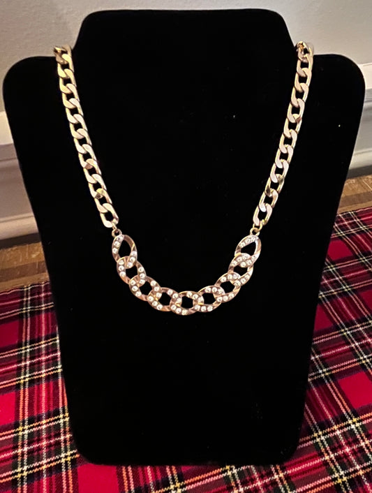 Gold & Crystal Link Chain Necklace